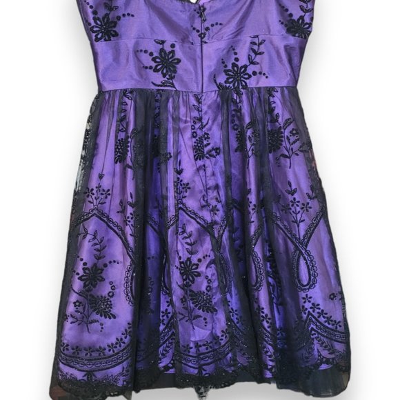 Morgan & Co. Purple & Black Mini Prom Dress - Picture 2 of 3